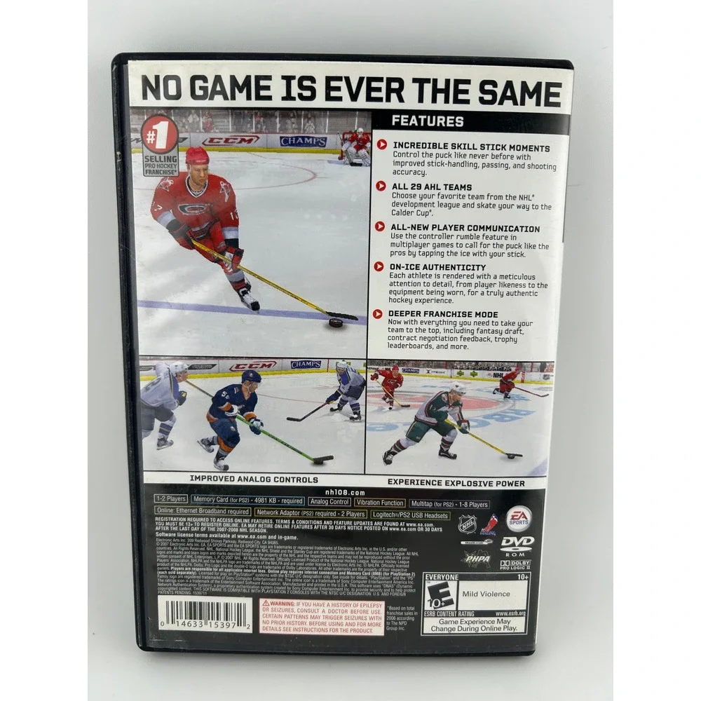 NHL 08 PlayStation 2 Video Game EA Sports Hockey Disc Manual Case‎